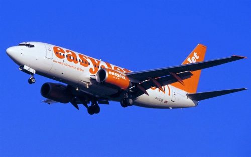 Easyjet plane taking off from Palma airport