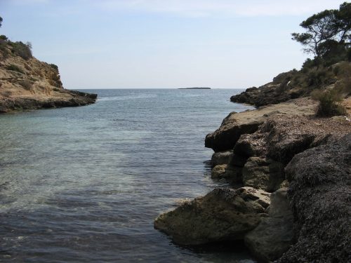 Looking out to sea from Cala Falco beach in Majorca