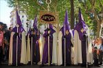 People dressed in religious robes for the Semana Santa celebrations in Majorca