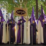 People dressed in religious robes for the Semana Santa celebrations in Majorca