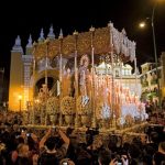 Religious floats in the Semana Santa parade Majorca