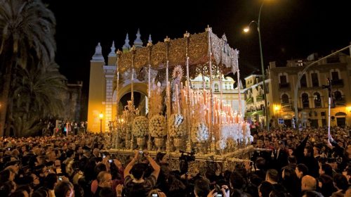 Religious floats in the Semana Santa parade Majorca