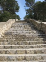 The steep steps to Cala Falco beach in Majorca