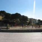 A childrens playpark in front of the beach at Santa Ponsa Majorca
