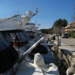 Boats moored in Santa Ponsa harbour Majorca